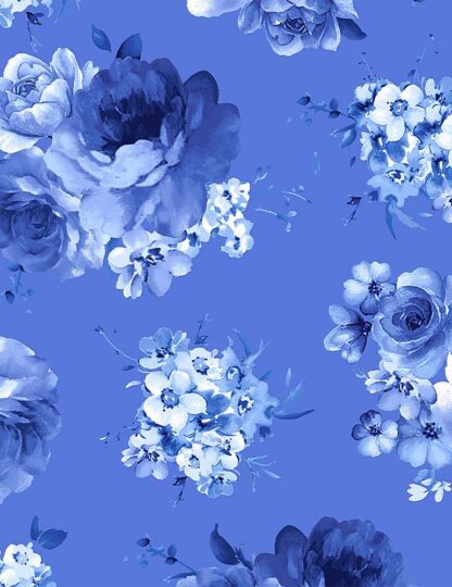Timeless Treasures - Bluebird - Medium Blue Flowers